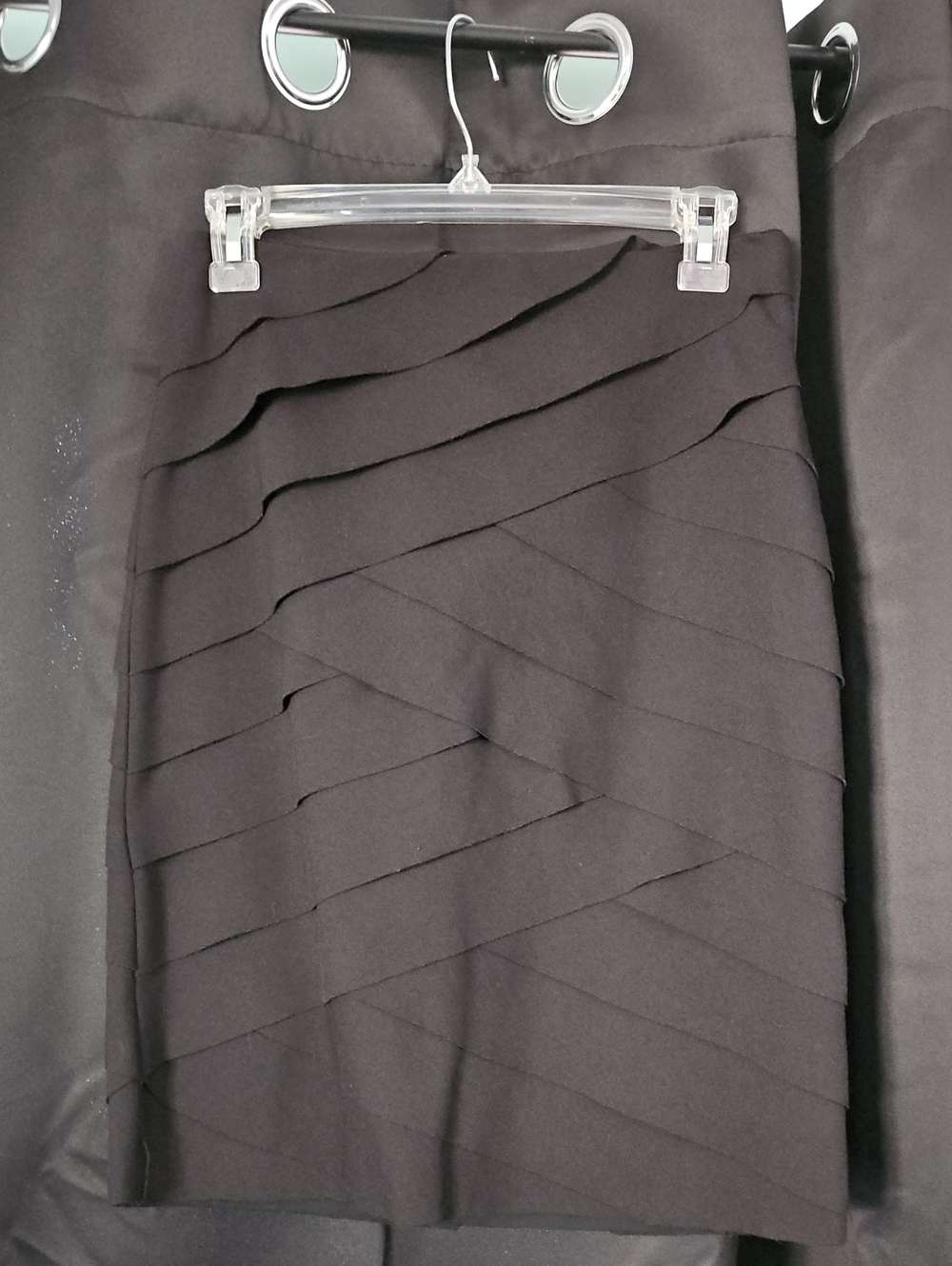 White House Black Market Black Layered Pencil Skirt with Diagonal Tiers